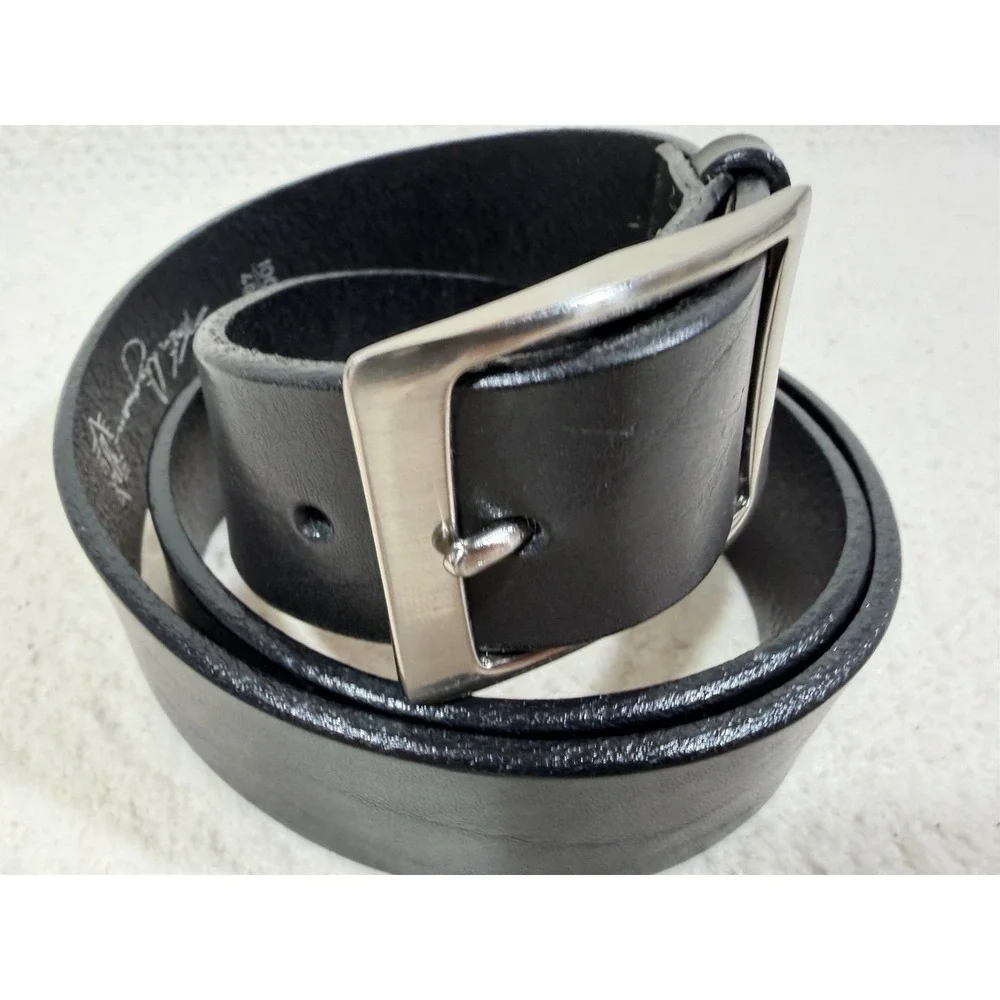 Martin Dingman Men's Black Leather Belt Size 40 USA Made Solid Brass Buckle Vint